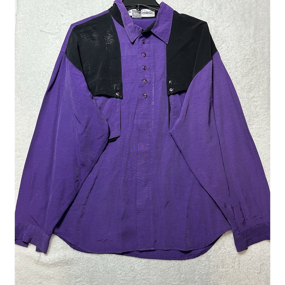 Policy Mens Size L Purple Long Sleeve Vintage Button Up Shirt (U2)